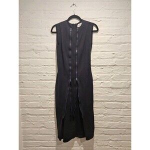 Poppyseed Dark Blue Adjustable Zippers Midi Made in USA Maternity Dress, Size M